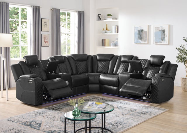 Spaceship Black Power Reclining Sectional