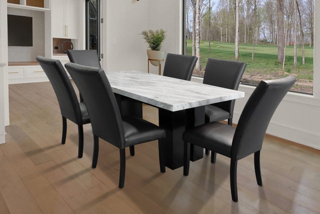 FAUX MARBLE Dining Table + 6 Chair Set