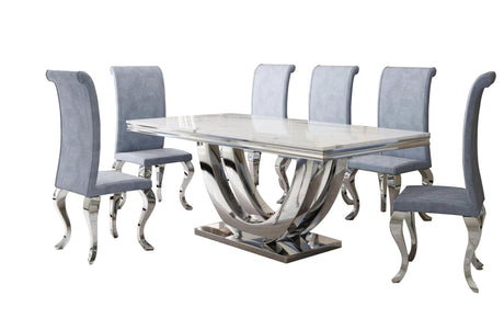 Harmony Collection Gray Dining Table + 6 Chair