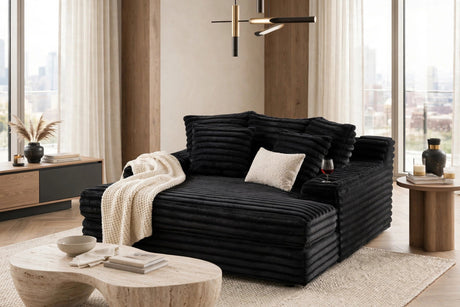 Align Black Oversized Chaise Lounge by Happy Homes at Eve Furniture