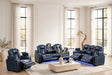 Stefano Blue 3-Piece Reclining Living Room Set by Happy Homes at Eve Furniture