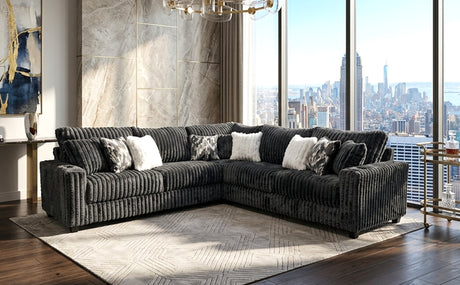 Sophie Charcoal Corduroy Oversized Sectional by Happy Homes at Eve Furniture
