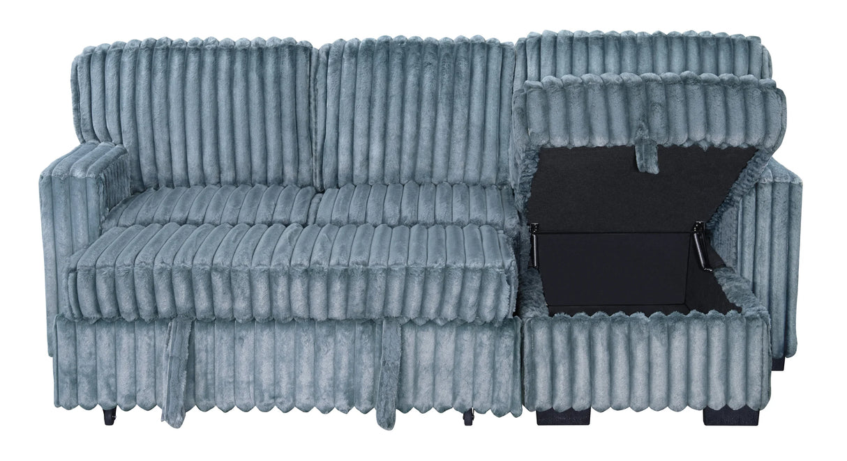 Poland Charcoal Reversible Sectional With Pull-Out Bed