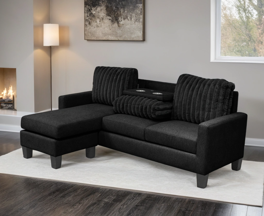 NEYMAR Black - Reversible Sectional