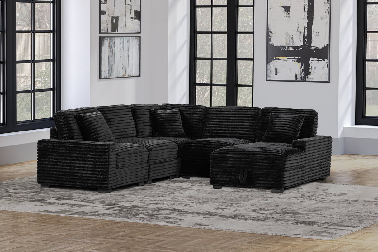 ALISSON BLACK STORAGE CHAISE Sectional