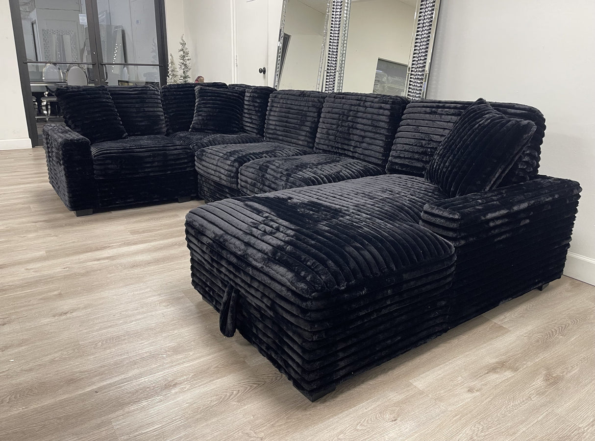 ALISSON BLACK STORAGE CHAISE Sectional