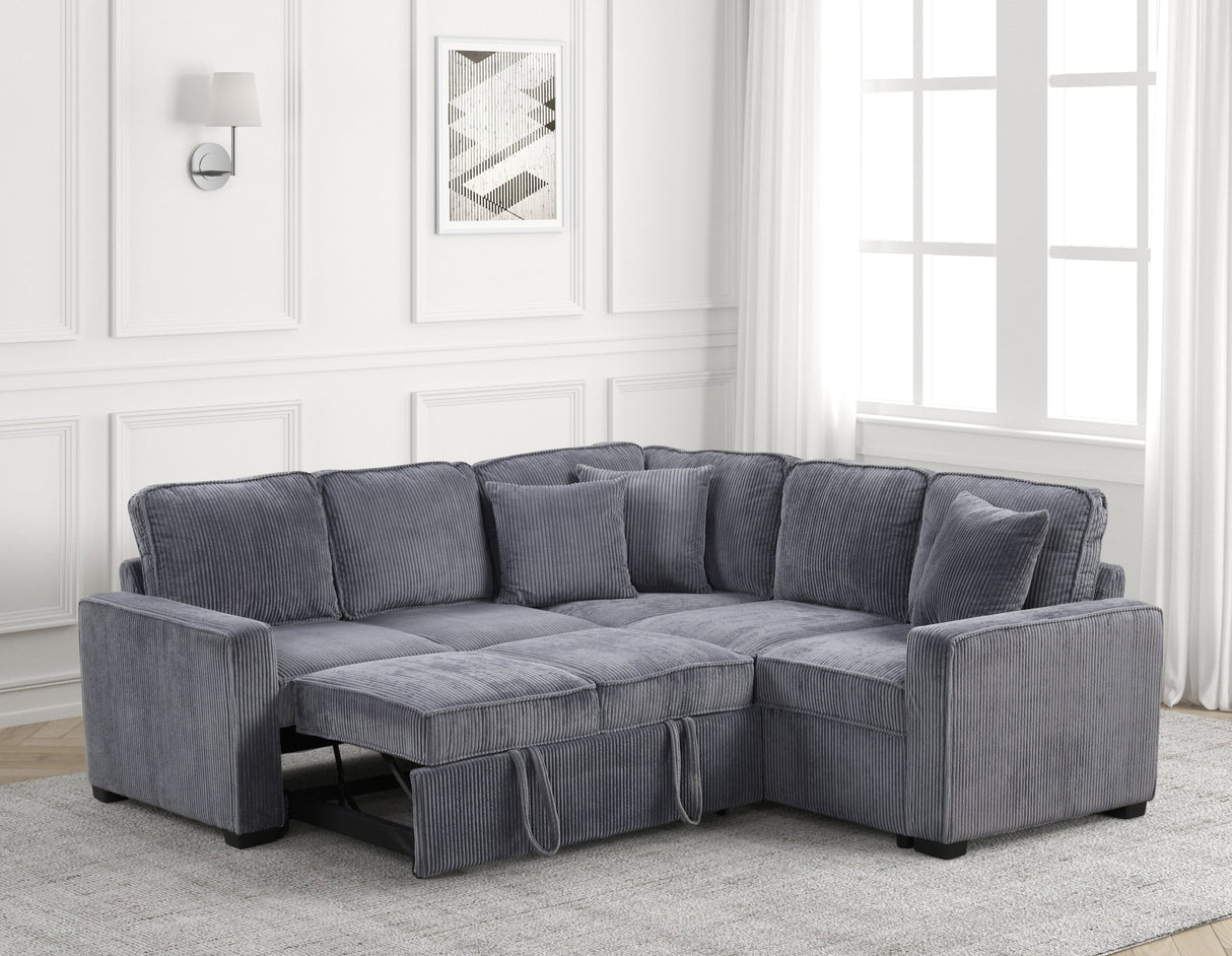 Ariel Charcoal Sectional With Pull-Out Bed