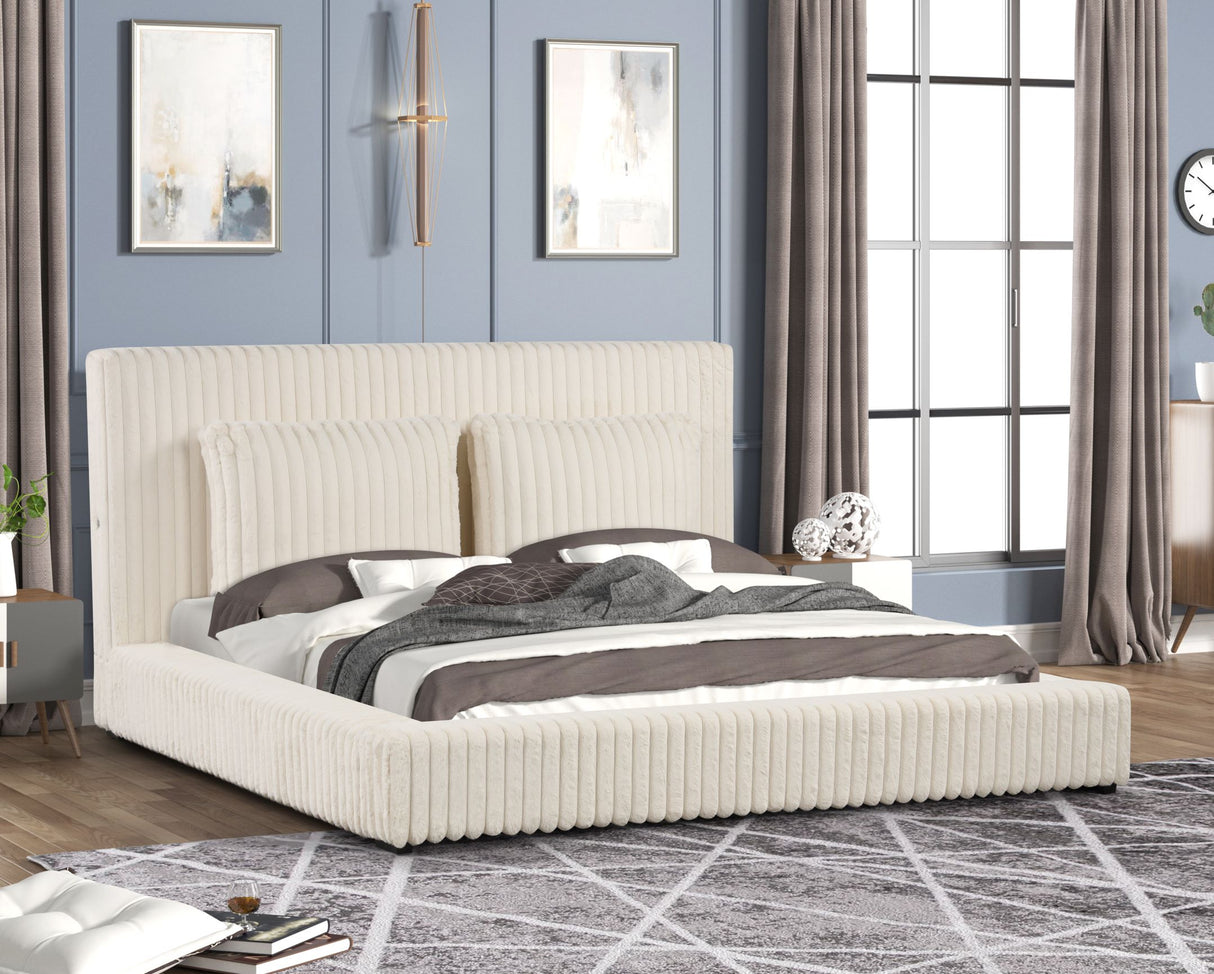 Lauren Beige King Platform Bed