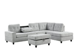 Heights Gray Reversible Sectional & Storage Ottoman by Happy Homes at Eve Furniture