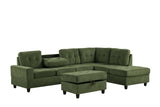 Heights Green Reversible Sectional & Storage Ottoman by Happy Homes at Eve Furniture