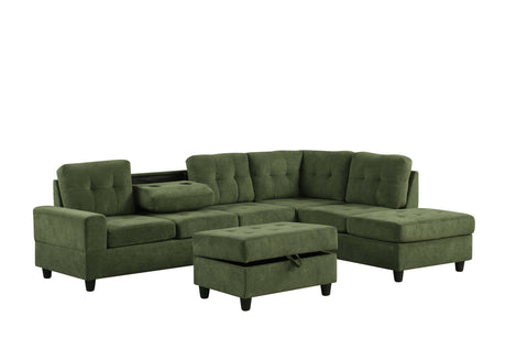 Heights Green Reversible Sectional & Storage Ottoman by Happy Homes at Eve Furniture