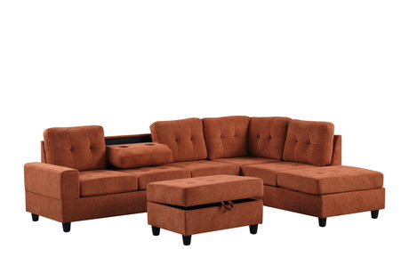 Heights Rust Reversible Sectional & Storage Ottoman by Happy Homes at Eve Furniture