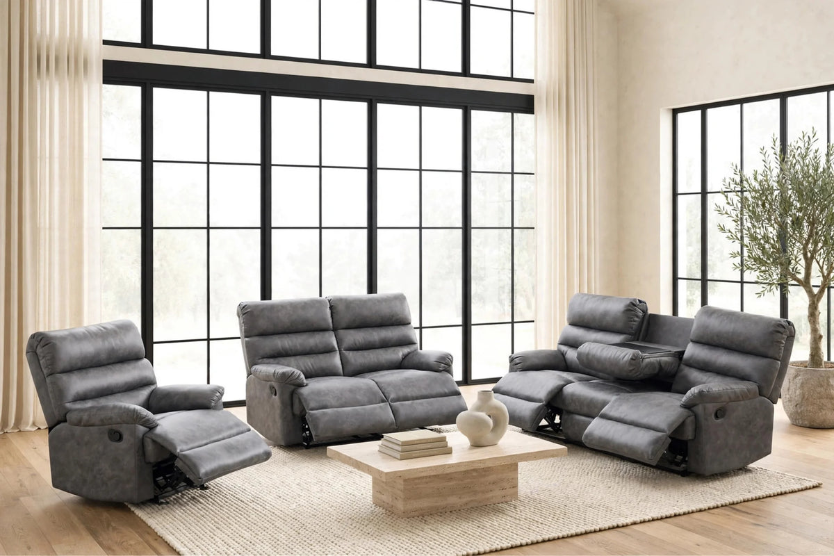 Albert Gray 3-Piece Reclining Living Room Set by Happy Homes at Eve Furniture