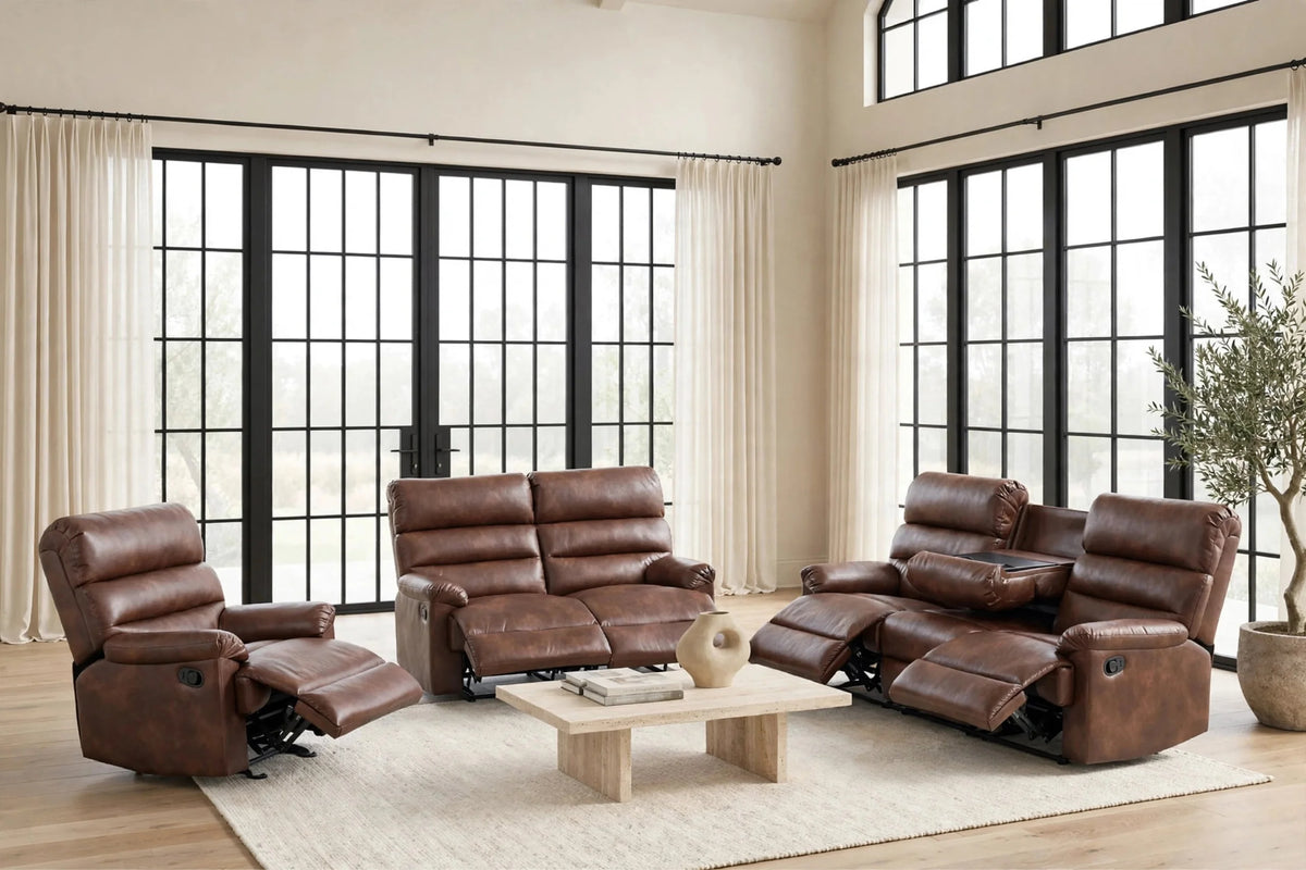 Albert Brown 3-Piece Reclining Living Room Set by Happy Homes at Eve Furniture