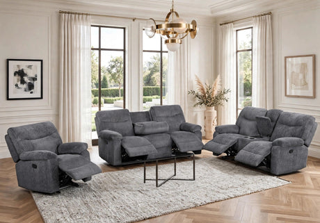 Bravo Gray Fabric Reclining Living Room Set by Happy Homes at Eve Furniture