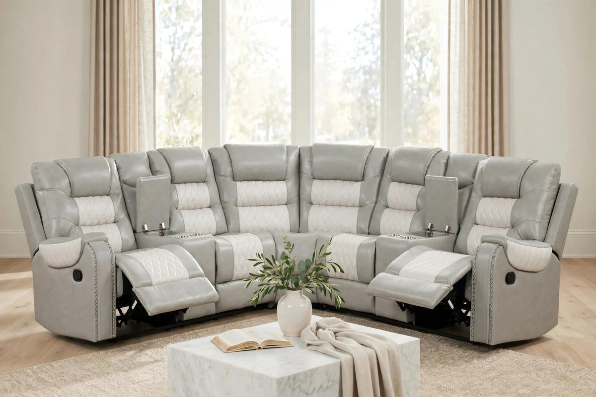 Jordon Grey Two-Tone Reclining Sectional by Happy Homes at Eve Furniture