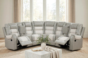 Jordon Grey Two-Tone Reclining Sectional by Happy Homes at Eve Furniture