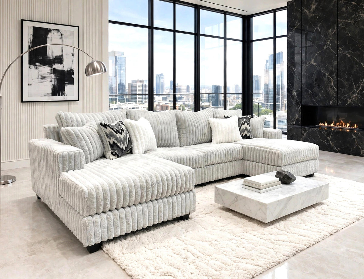 Carnaby Gray Double Chaise Sectional by Happy Homes at Eve Furniture