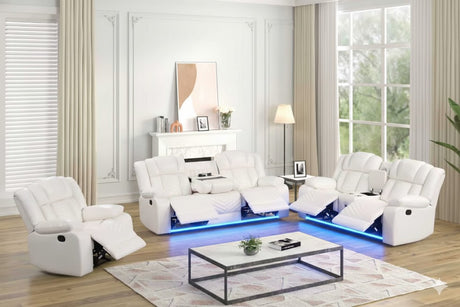 Ace White 3-Piece Reclining Living Room Set by Happy Homes at Eve Furniture