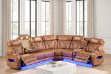 Barcelona Brown Power Reclining Sectional (Power Headrests) by Happy Homes at Eve Furniture