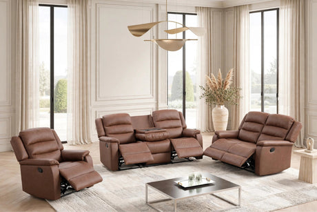 Hope Brown 3-Piece Reclining Living Room Set by Happy Homes at Eve Furniture