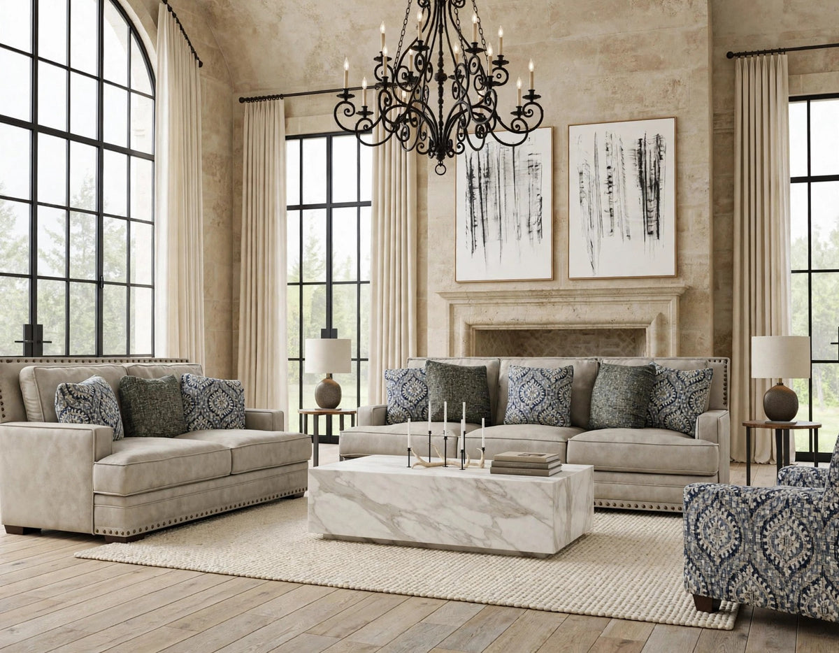 Corinthian Antelope Dove Sofa & Loveseat by Happy Homes at Eve Furniture