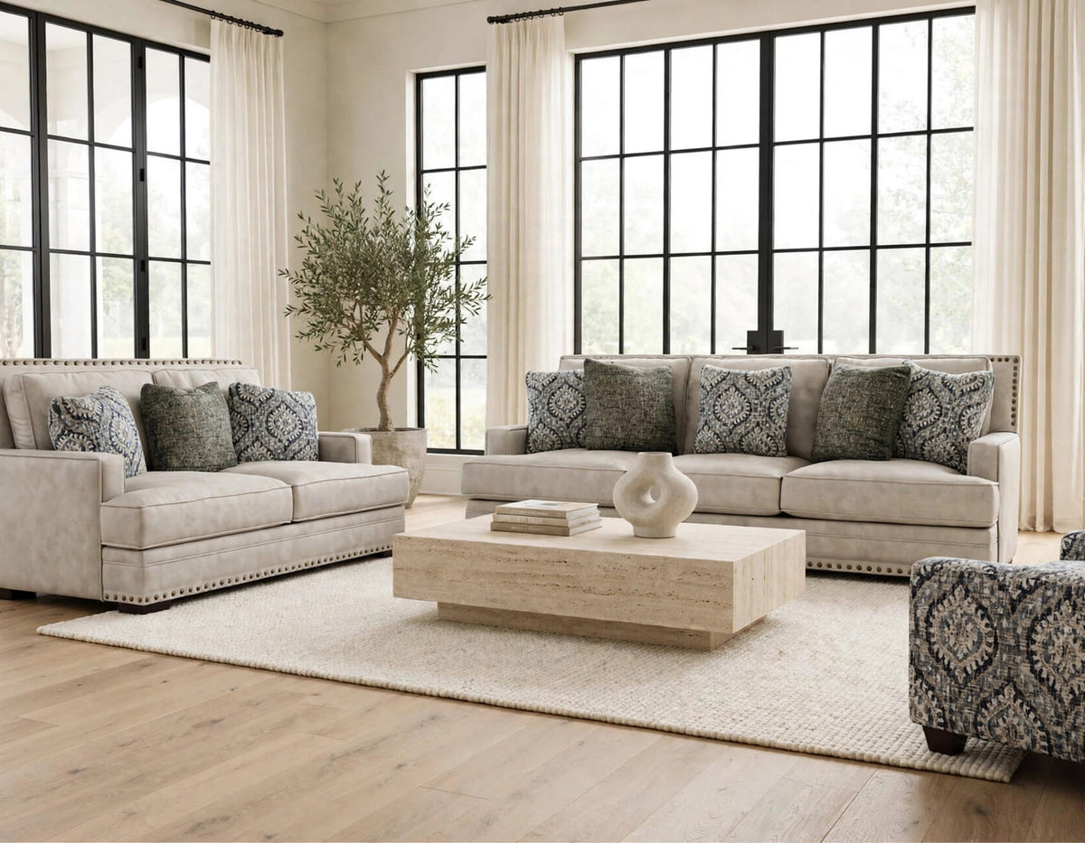 Corinthian Antelope Dove Sofa & Loveseat by Happy Homes at Eve Furniture