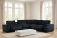 Amelia Black Power Reclining Sectional (w/ Bluetooth Speakers) by Happy Homes at Eve Furniture