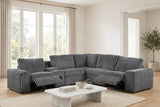 Amelia Charcoal Power Reclining Sectional (w/ Bluetooth Speakers) by Happy Homes at Eve Furniture