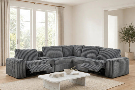 Amelia Charcoal Power Reclining Sectional (w/ Bluetooth Speakers) by Happy Homes at Eve Furniture