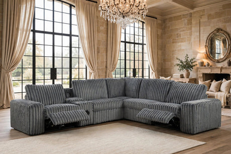 Amelia Charcoal Power Reclining Sectional (w/ Bluetooth Speakers) by Happy Homes at Eve Furniture