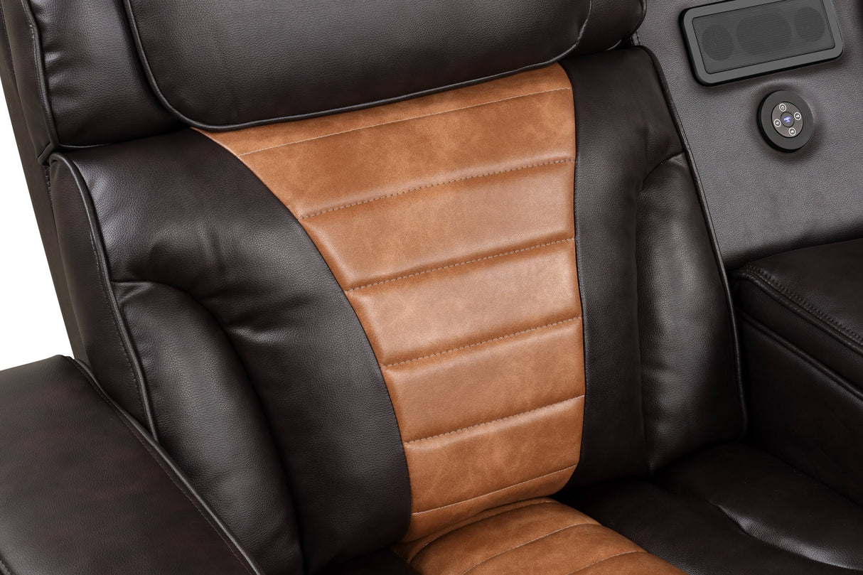 Ibiza Brown Power Reclining Sectional (Power Headrests) by Happy Homes at Eve Furniture