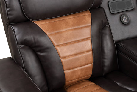 Ibiza Brown Power Reclining Sectional (Power Headrests) by Happy Homes at Eve Furniture