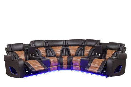 Ibiza Brown Power Reclining Sectional (Power Headrests) by Happy Homes at Eve Furniture
