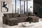 July Mocha Double Storage Chaise Sectional with Pull Out Bed