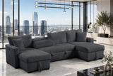 July Charcoal Double Storage Chaise Sectional with Pull Out Bed by Happy Homes at Eve Furniture