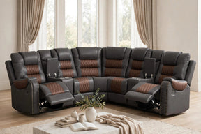 Jordon Brown Two-Tone Reclining Sectional by Happy Homes at Eve Furniture