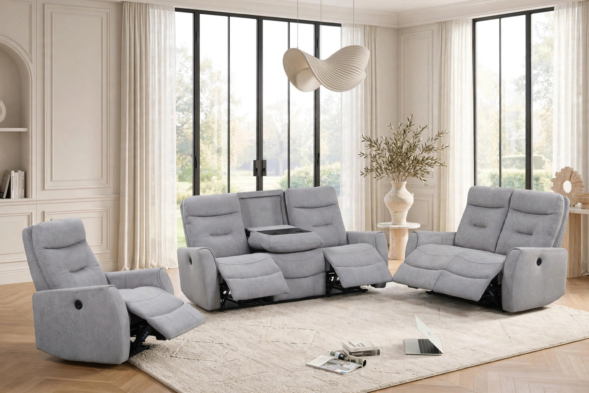 Nina Gray 3-Piece Power Reclining Set by Happy Homes at Eve Furniture