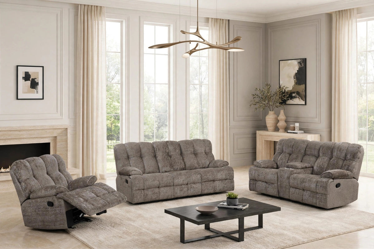 Martina Brown 3-Piece Reclining Set by Happy Homes at Eve Furniture