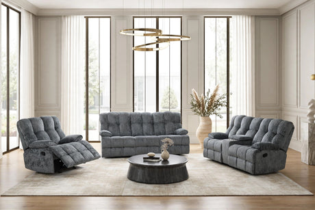 Martina Charcoal 3-Piece Reclining Set by Happy Homes at Eve Furniture