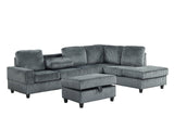 Heights Gray Reversible  Sectional & Storage Ottoman