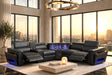 Holiday Black Power Reclining Sectional (w/ Bluetooth Speakers) by Happy Homes at Eve Furniture