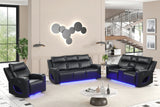 Pinnacle Black Leather 3-Piece Reclining Living Room Set