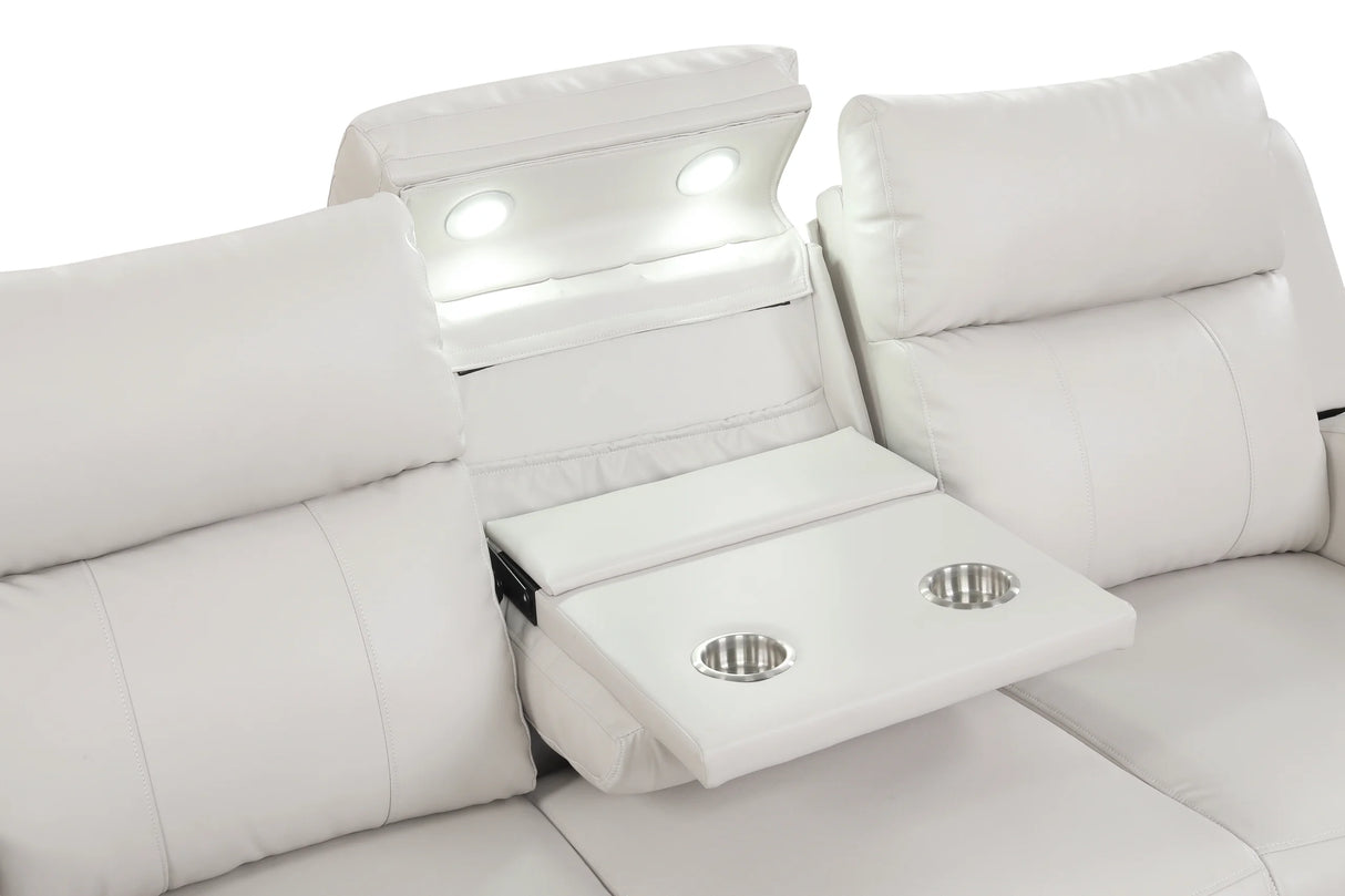 Pinnacle Sand Leather 3-Piece Reclining Living Room Set