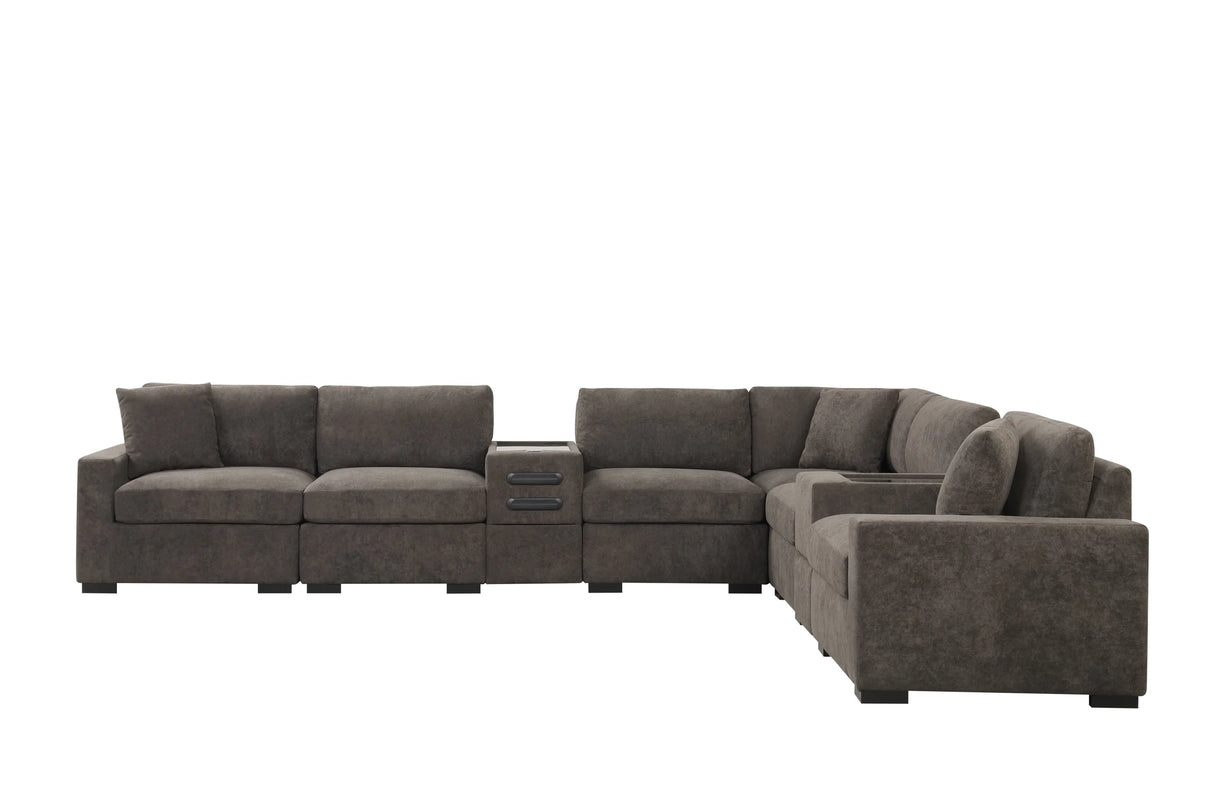 Barista Chocolate 8-piece Performance Fabric Modular Sectional Set