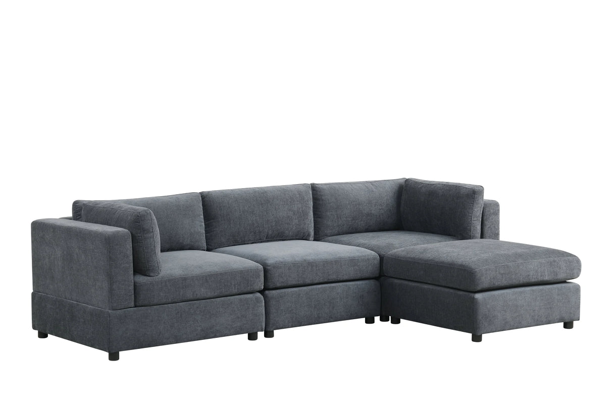 Milan Charcoal 4-Piece Performance Fabric Modular Sectional
