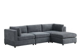 Milan Charcoal 4-Piece Performance Fabric Modular Sectional