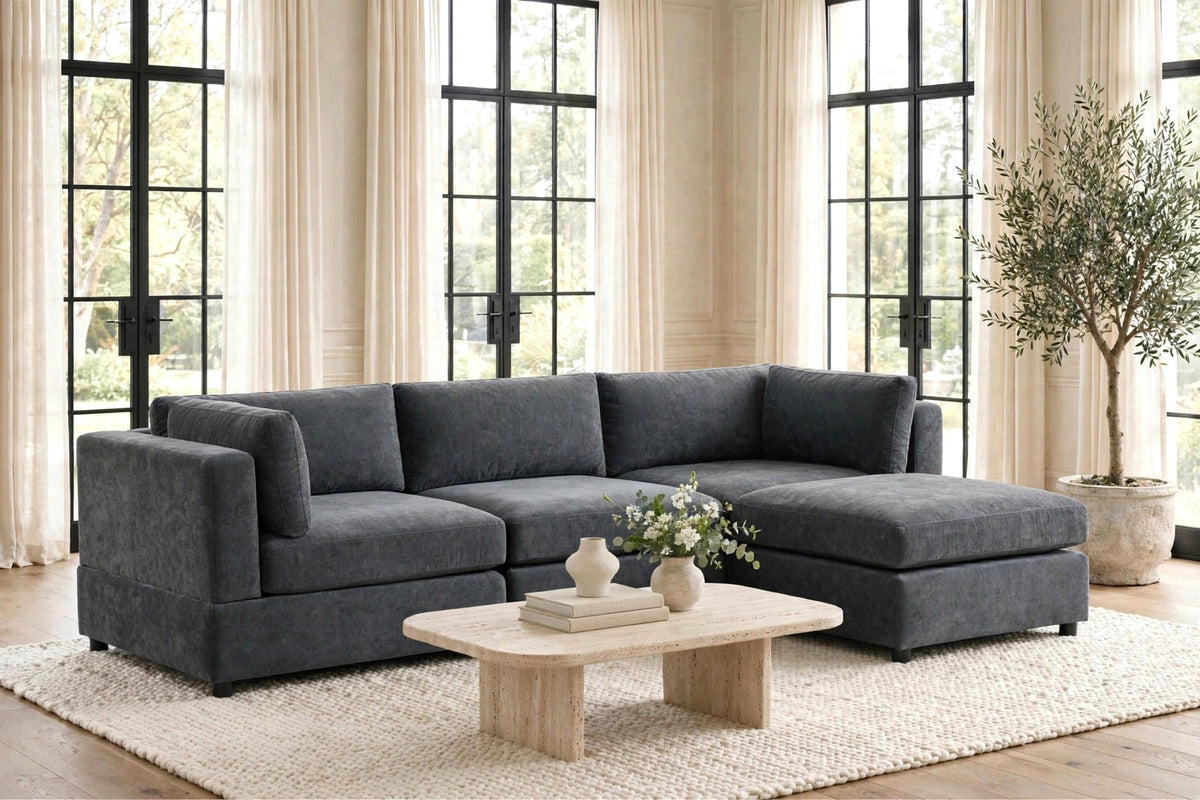 Milan Charcoal 4-Piece Performance Fabric Modular Sectional by Happy Homes at Eve Furniture