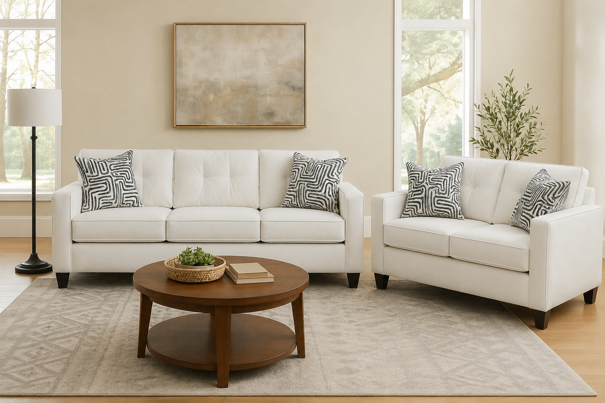 Elara Cream Sofa & Loveseat Set