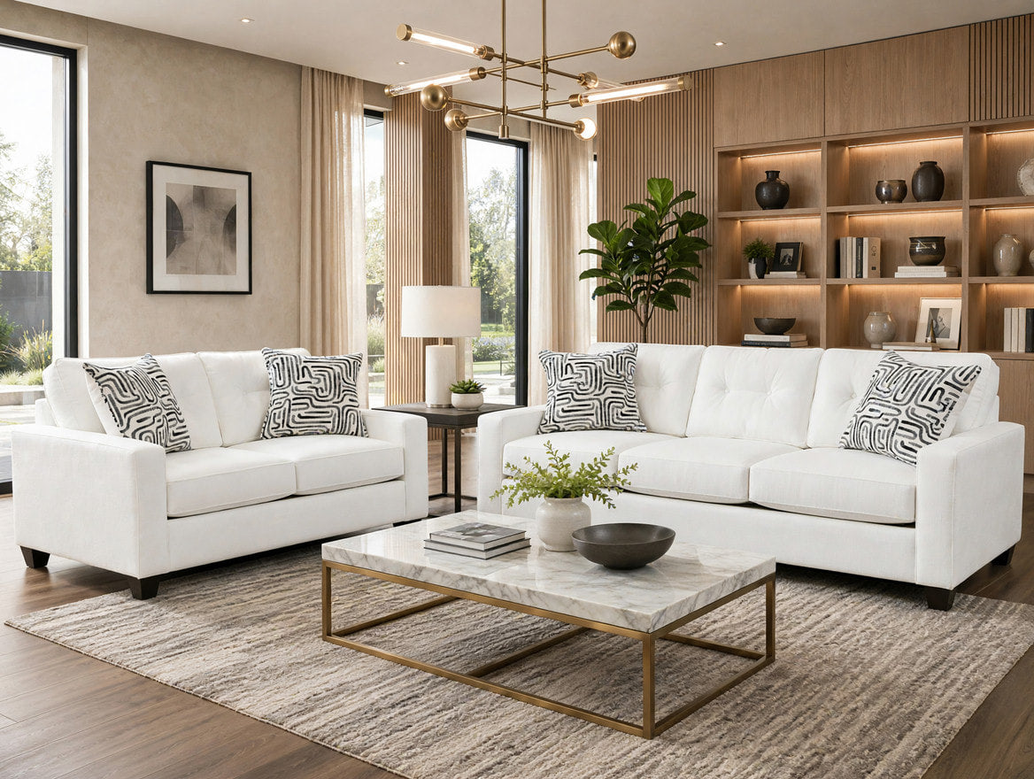 Elara Cream Sofa & Loveseat Set by Happy Homes at Eve Furniture